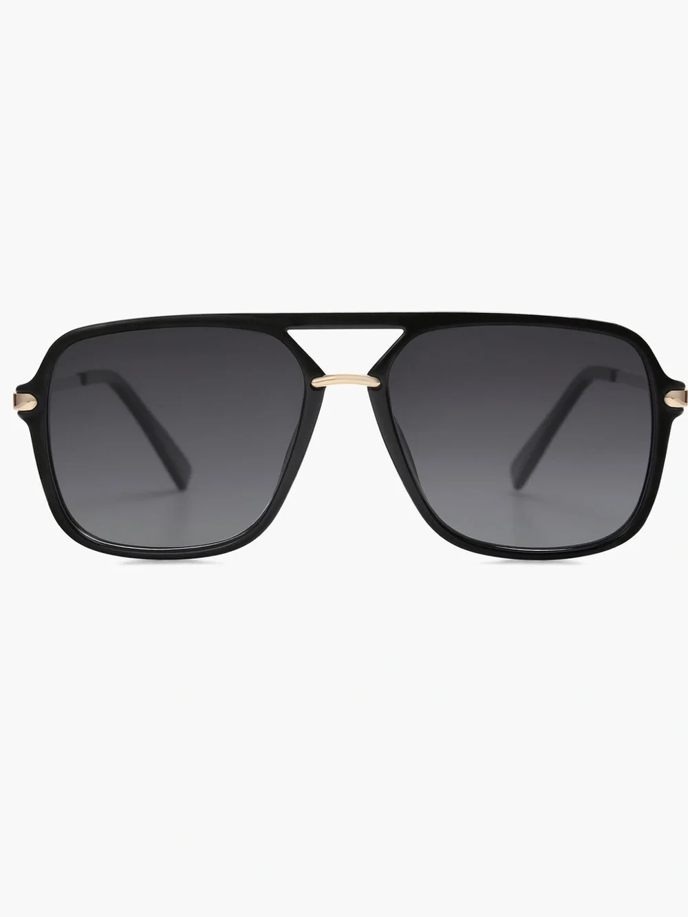 Black Sojos Aviator-Style Sunglasses with Gold Accent